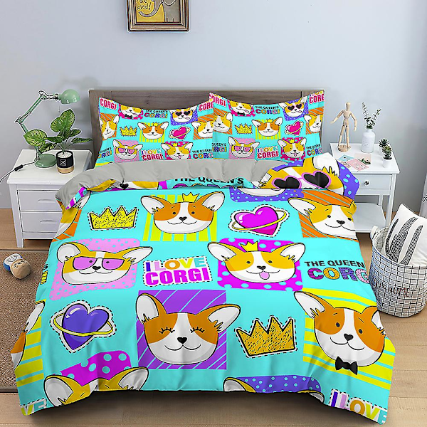 3D Yksisarvinen Painettu Pussilakana Sarjakuvatyylinen Vuodevaatesetti Lapsille Pojille Tytöille Polyester Peittopäällinen Kodintekstiili King Queen