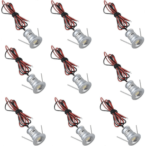 Svarta 9 st Mini 12v 1w Led Tak Infällda Spotlights För Kök, Trappor, DIY Belysning, Varmvit