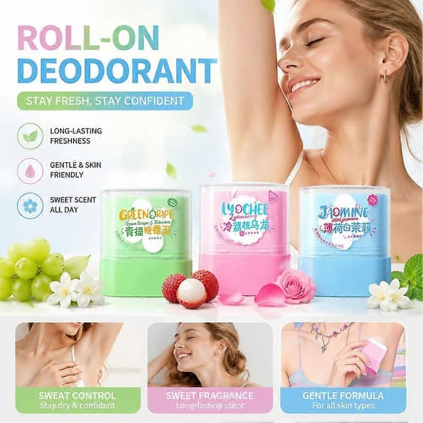 Deodorant Roll On for kvinner og menn, universaldeodorant, enkel Roll-on å bære I0H2 blue