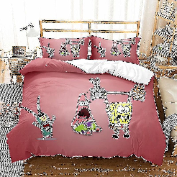 Spongebob Squarepants Serie Tryckt Påslakan Tvådelat Set Tredelat Barnrum Dekorativt Påslakan style 4 228*228three-piecesuit