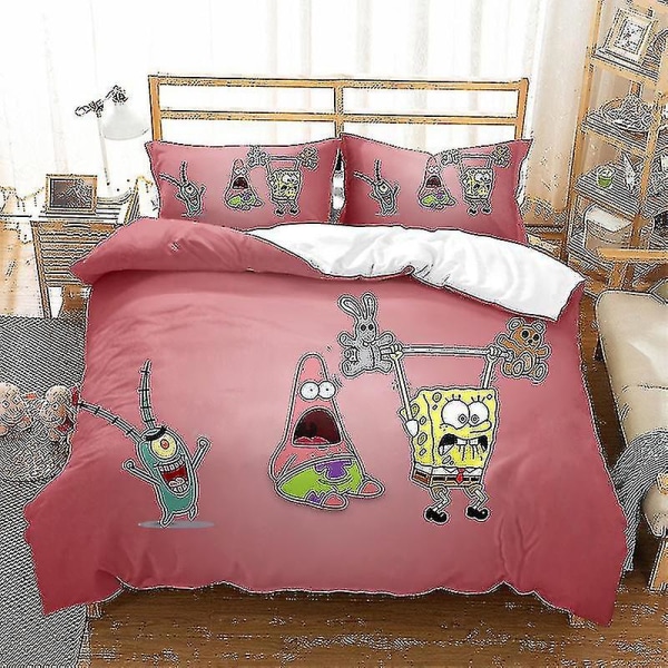 Spongebob Squarepants Serie Trykt Dynetrekk Todelt Sett Tredelt Barneroms Dekorativt Dynetrekk style 4 140*210two-piecesuit
