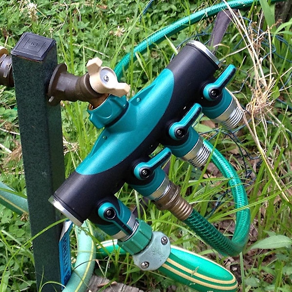 Hane Splitter, 4-vejs haveslangehane splitter med hurtigkobling til vandingsfitting