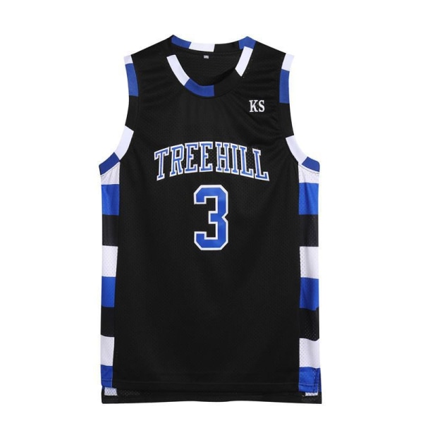 Retro broderad basketlinne för män Black No. 3 3XL
