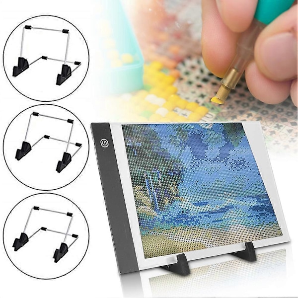 6 stk Diamantmalingsverktøy LED Lys Kunstutstyr Lysende Panel Flip Book Kit A4