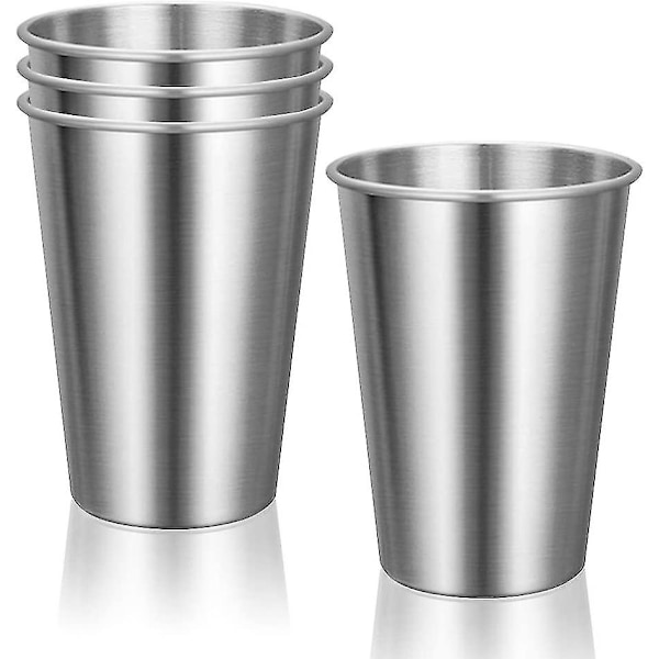 4 stk. Premium 304 Rustfrie Stålkopper, Stablebare Drikkekopper, Uknuselige Metallkrus