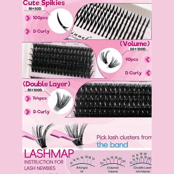 Manga/Volume Cluster Vipper - Ultralange med Lashmap til DIY-extensions 100D