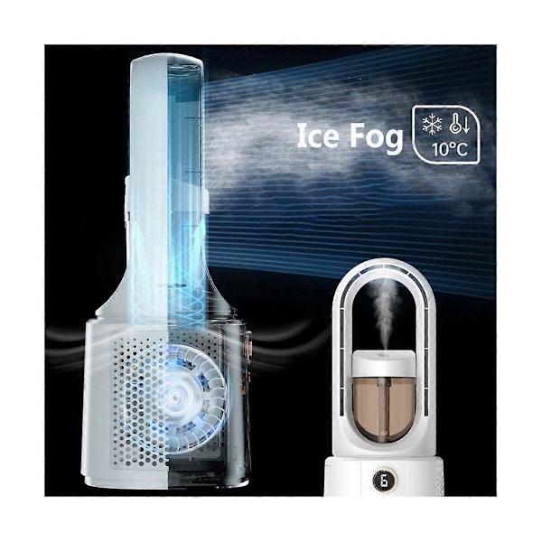 Bladeless Ventilator, Leafless Spray Ventilator, USB Lydløs Skrivebord Soveværelse Natlys Befugtende Elektrisk Ventilator, P