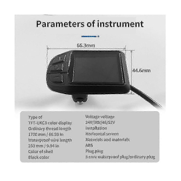 LCD TFT UKC3 Display Hastighed Batteritid Indikator til Elektrisk Cykel 24V 36V 48V Motor Konvertering