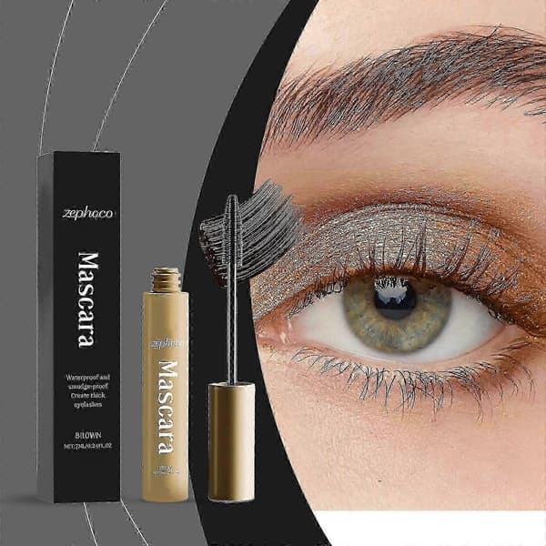 Vanntett Brun Mascara Lang Krøll, Naturlig Look, Smudge-Proof, Nærende 7ml