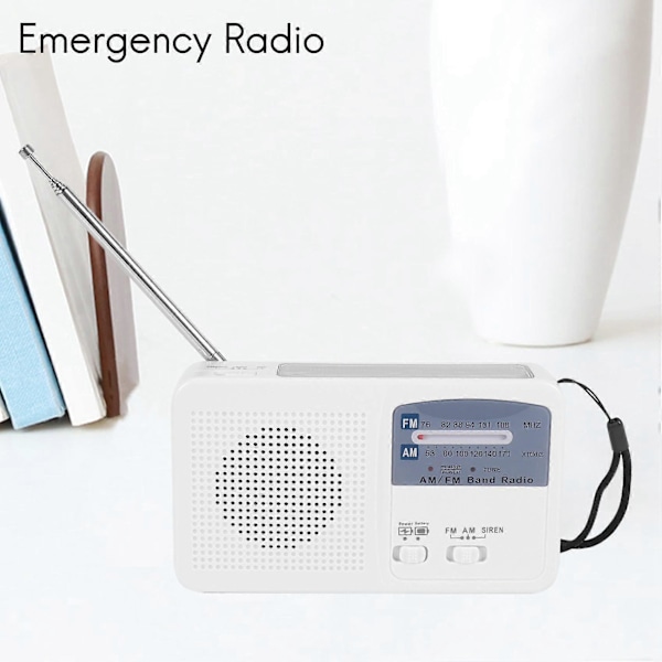 Nødradio med solcelle og håndsveiv, selvforsynt, batteri USB-lading FM/AM-radio LED-lys