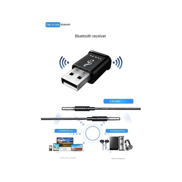 USB Bluetooth 5.0 Sender Mottaker 4 i 1 Multifunksjonell Trådløs Lyd Bil Bluetooth Adapter