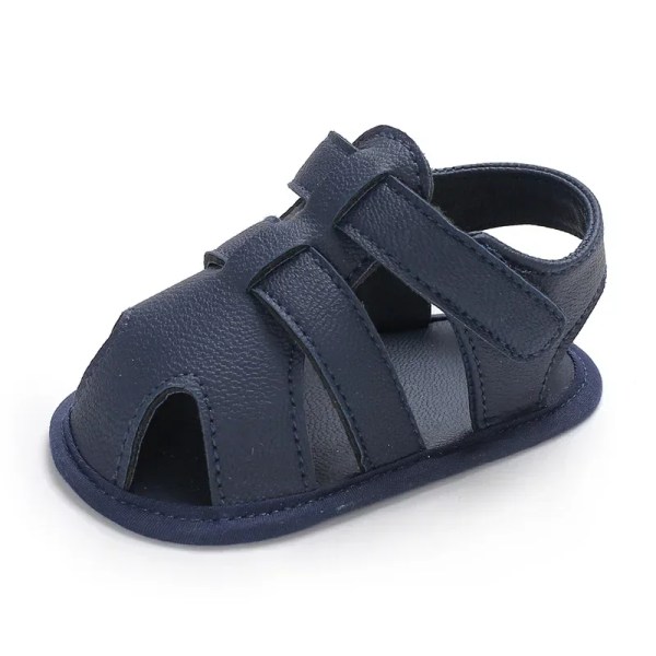 0-1 År Gammel Baby Sommer Drenge Fødder Wrap Ensfarvede Sandaler Småbørnssko Blue 1 Pair 11CM