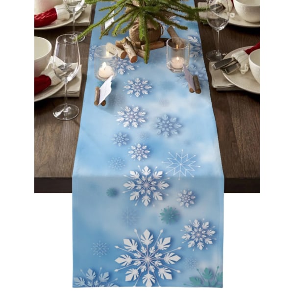 Jul Snöflinga Vinterdröm Bordslöpare Lantlig Bröllopsdekoration Duk Hotell Matsal Köksbord Bordstabletter 41W x 183H(cm)