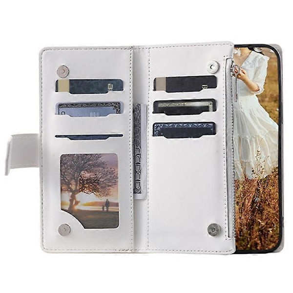 005 Style Kompatibel til Samsung Galaxy A51 4G SM-A515, Rhombus Tekstur Wallet Style PU Læder Telefon Cover Lynlåslomme Stand Fea White