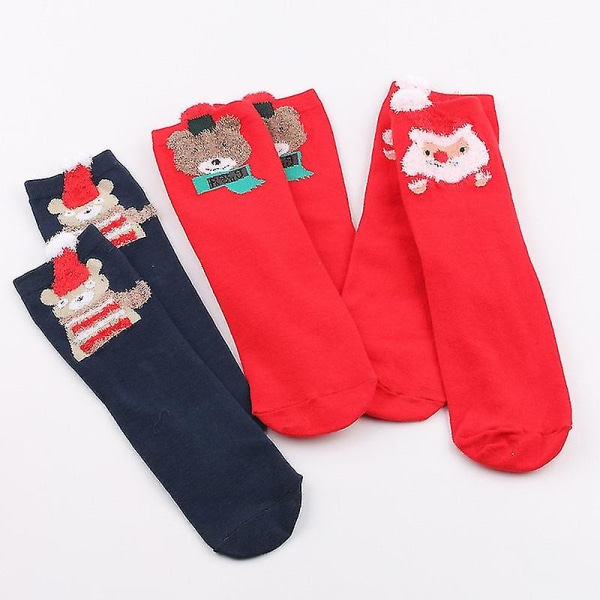 3/6 Par Fluffy Bjørnesokker Dame Santa Bomullsokker 6 Pairs