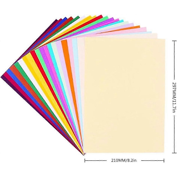 Farget kartong A4 100 ark kartongpapir 230 g/m² - Mer moro med hobby og dekorering - Skisse- og skjære papir - 20 assorterte farger