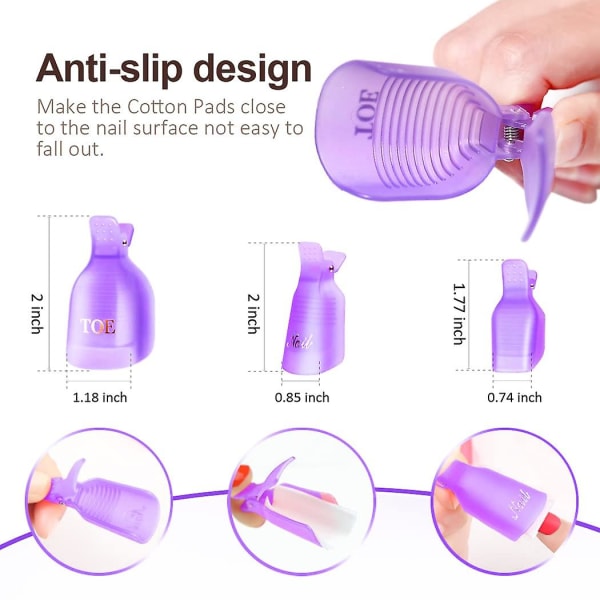 Hgbd-gel Remover Tool Kit med nagel- och tånagelklämmor, nagelbomullsdynor, nagelbandsskalare, nagelfilsverktyg för nagelborttagning av glas--