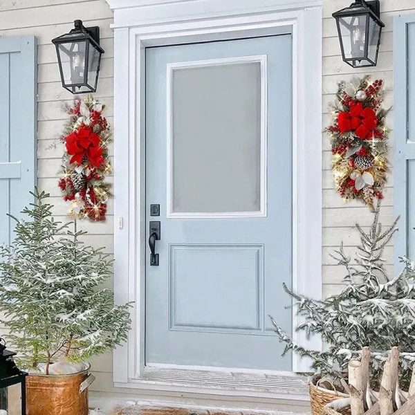Jule Trappebue Hengende Nyttår Hengende Trapper Garland Vegghengende Kunstige Planter Hjemme Juletre Vegghengende Dekor Blue No light