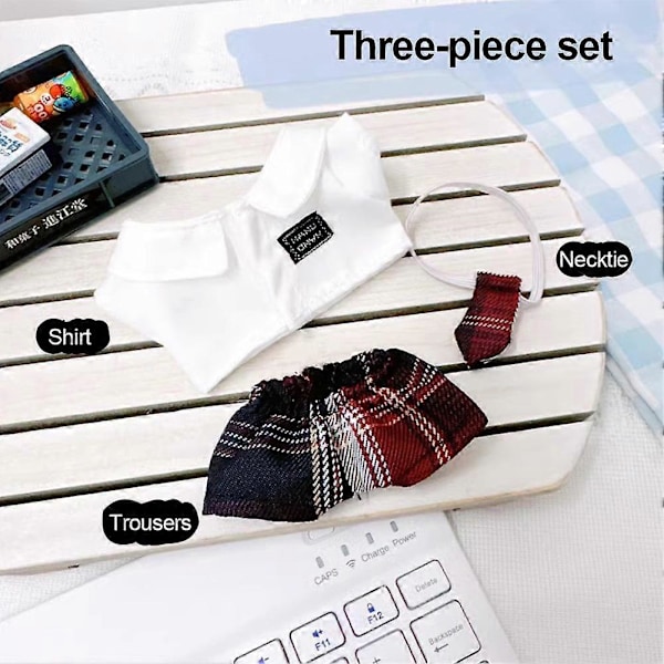17 cm:n minipehmolelun vaatteet asusteet Korealaisille Kpop Exo Labubu -idolinukeille nahkatakkisetti vaatelahja 02 3pcs set