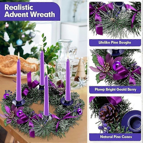 Advent Krans Lysestake for Juledekorasjoner - Holder 4 Lys
