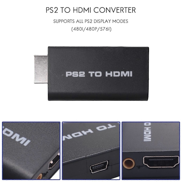 HDV-G300 PS2 till 480i/480p/576i Audio Video Converter Adapter med 3,5mm Ljudutgång Stöder Alla P