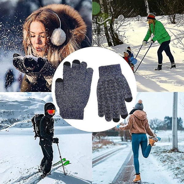 Vinterhandskar för män och kvinnor - Pekskärmshandskar med halkfri silikongel L