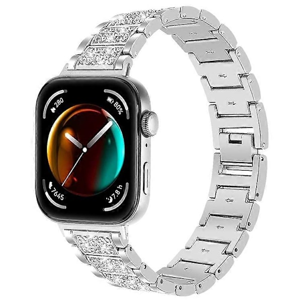 Kompatibelt metallarmband med strass för Huawei Watch Fit 3 Smartklocka Silver