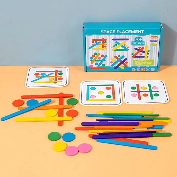 Regnbue Stav Puslespil Seks Farver Stave DIY Intelligens Spil Pædagogisk Intelligens Montessori Legetøj Træ Hjernevrider Legetøj A