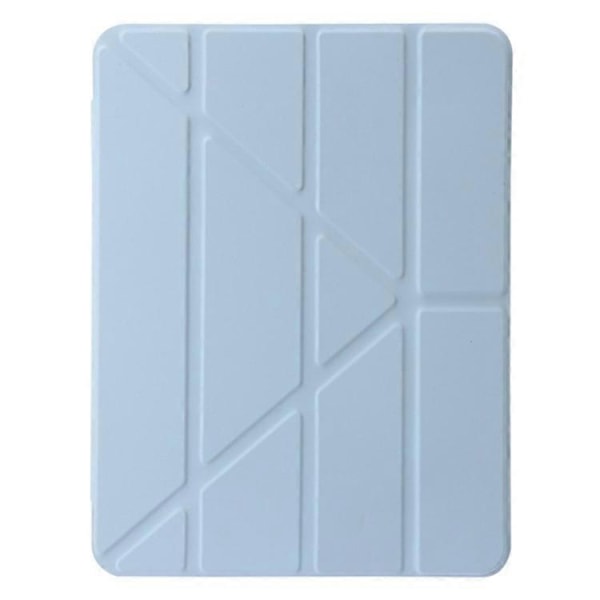 Kompatibel med iPad Air 11 (2024) Taske PU Læder Origami Stand Gennemsigtigt Tablet Cover LightBlue