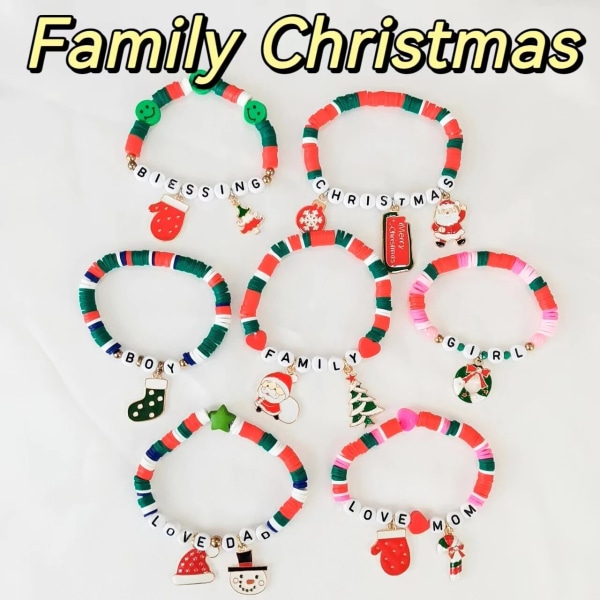 DIY Julklapp juldekorationer 2023 Armband Set för familj Förälder Barn Gåvor Pärlarmband 3