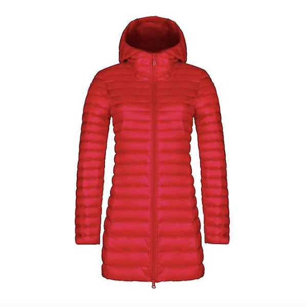Syksyn ja talven uusi muoti untuvatakki naisten ohut osa, pitkä osa hupullinen korealainen versio ohuesta suuresta yksinkertaisesta takista Red XL