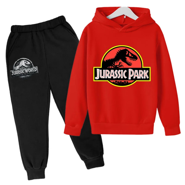 Jurassic Park Dinosaurier Barnkläder Huvtröjor + Set Pojkar Flickor Semesterpresent Sweatshirt Vår Höst Kappa Sportdräkt Army Green 140cm