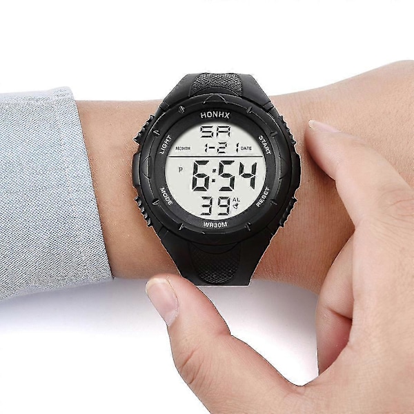 Träningsklocka Mode Herr LED Digital Alarm Sportklocka Silikon Militär Quartz Armbandsur Klockor Herr-Yvan