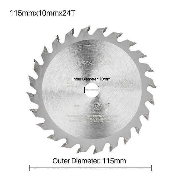 24T Kovametallikärkiset sahanterät 115mm pyörösahanterä puulle TCT-levykulma