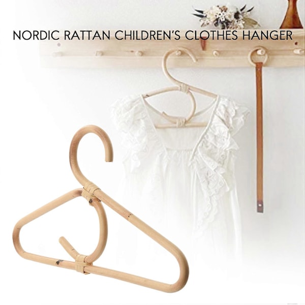 2 stk. Rattan Tøjbøjle Nordisk Stil Børnetøjsorganisator Stativ Børnebøjle Børneværelse Deco