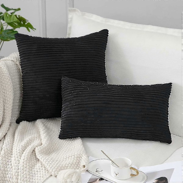 Svart Dekorativt Putetrekk Sett 45x45 cm