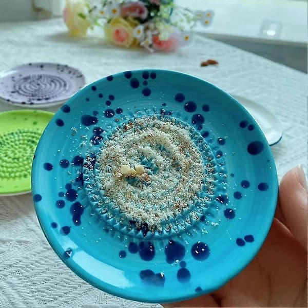 Keramisk Riveplade Splatter Design Hvidløg Ingefær og Ost Rive Skål til Køkken Blue