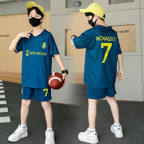 3-13 år børne fodboldtøj sæt Messi Ronaldo NO.10/7 træningstøj Pink with socks 9-10T 26