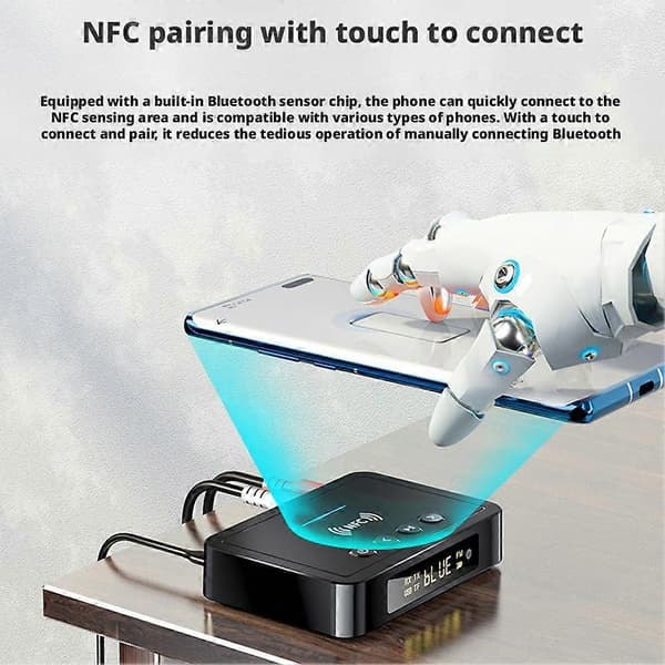 Bluetooth 5.4 lydadapter mottaker sender FM 3-i-1