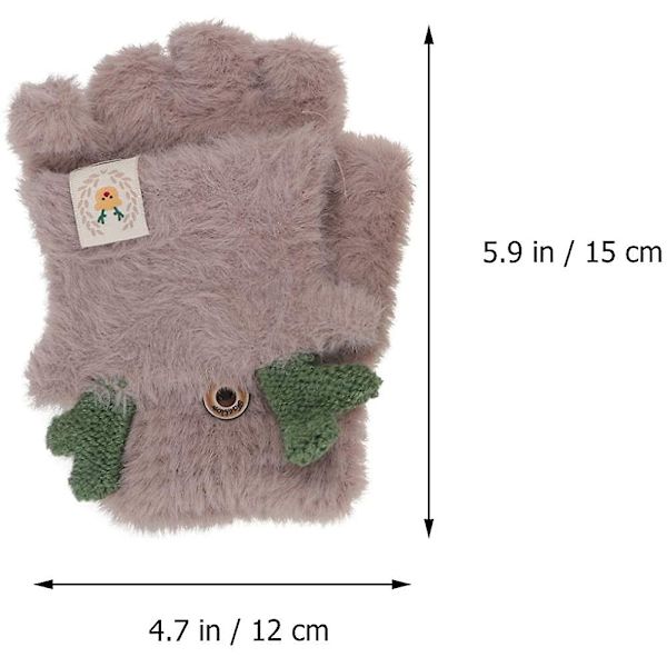 Fliphandskar i plysch för damer Faux Fur Halvfingerhandskar Fingerlösa handskar Vantar Utomhushandskydd för barn Flickor (beige)