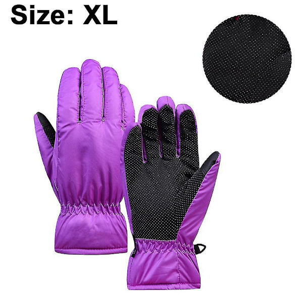 Vindtætte varme handsker til mænd, vinterfleece, udendørs ridning, elektrisk motorcykel S-xl Purple L
