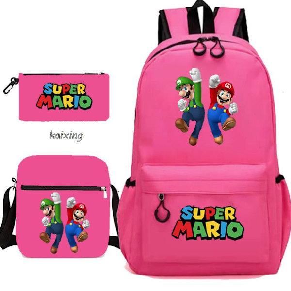 Super Mario 3 st/set Barnryggsäck Pojkar Skolväska Tillbaka till Skolan Present Gold 16 Inches