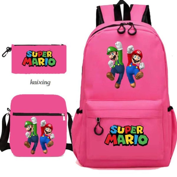 Super Mario 3 stk./sæt Børnerygsæk Drenge Skoletaske Tilbage til Skole Gave Gold 16 Inches