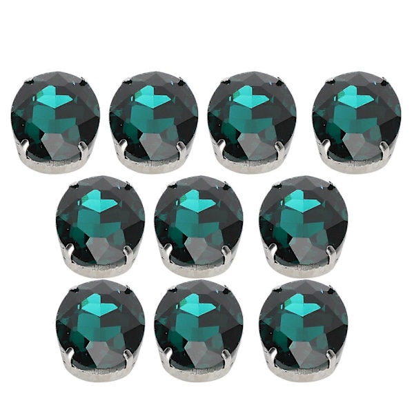 10 stk. Sy På Rhinestones Krystaller Skinnende Knapper Dekoration til DIY Håndværk Tøj Sko Tasker 1,8 x 2,5 cm Grøn Oval