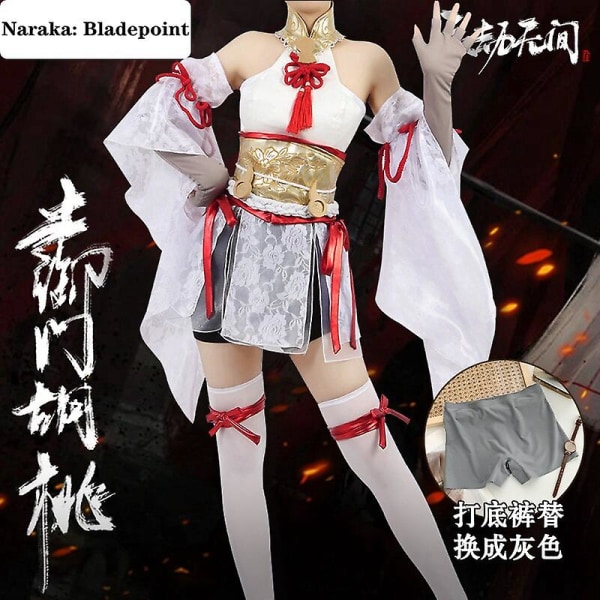 Nytt Spel Naraka: Bladepoint Loli Hutao Cosplay Kostym Klänning Handskar Leggings Vita Tights Halloween Kvinna Tillbehör Set M