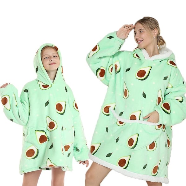 Vinter Sherpa Tæppe Plys Fleece Familie Matchende Hættetrøje Pige Sweatshirt Avocado Hjemmetøj avocado MenSize
