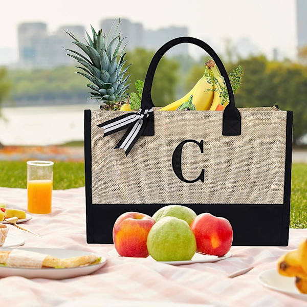 Initialer Jute/canvas Tote Bag, Personlig Presentpåse För Bröllop, Födelsedagar, Stränder, Semestrar, Perfekt Present För Damer, Mammor, Lärare, Vänner Och