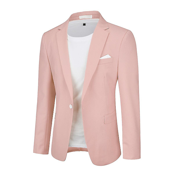 Slim Fit Kavaj för Män, Business Casual, En Knapp Pink 1 L
