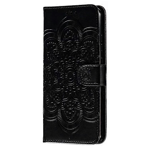 Kompatibel til Honor 200 Lite Etui PU Læder Mandala Præget Design Wallet Telefon Cover Black