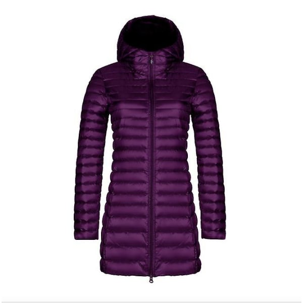 Syksyn ja talven uusi muoti untuvatakki naisten ohut osa, pitkä osa hupullinen korealainen versio ohuesta suuresta yksinkertaisesta takista Black L